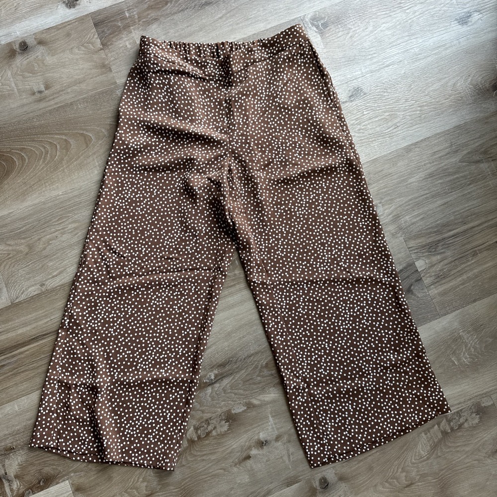 Brown Polka Dot Wide-Leg Pants